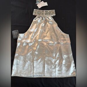 Silver Embellished Halter Top